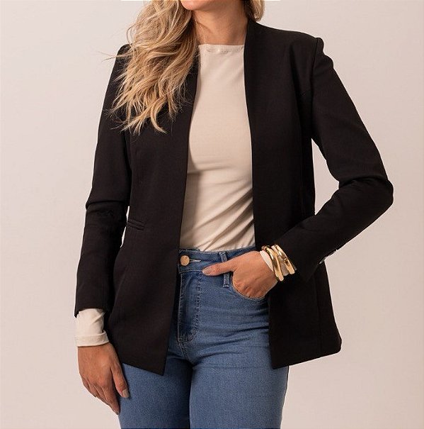 Blazer sem Gola-Preto M