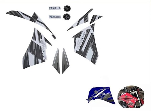 KIT FAIXA ADESIVO XT660 2015 Á 2017 BRANCO VERMELHA  AZUL PRETA ( XT-R  PRATA) C/ BRASÃO FUNDO TRANSPARENTE