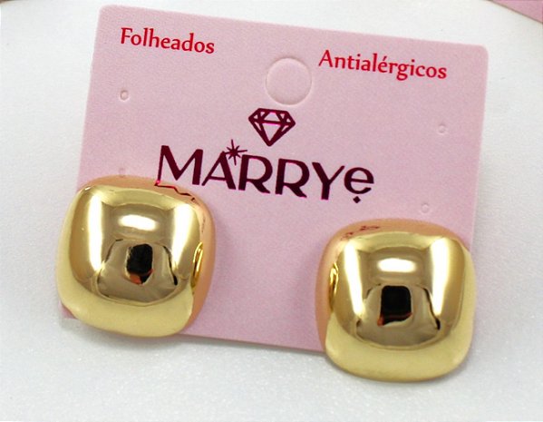 Brinco Folheado Quadrado Liso