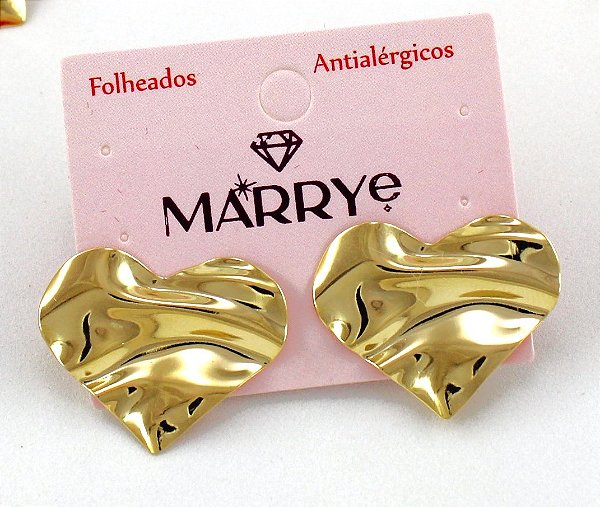 Brinco Folheado Coração Martelado