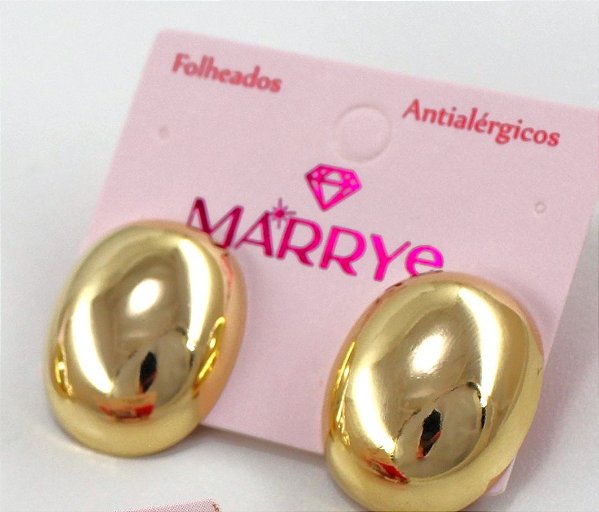 Brinco Folheado Oval Liso Médio