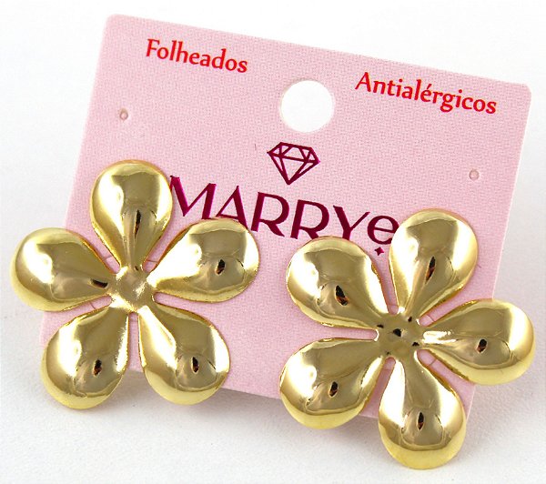 Brinco Folheado Flor Oval