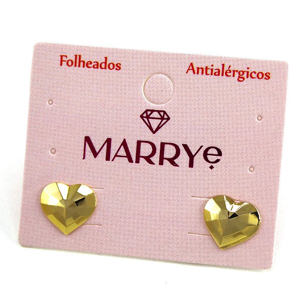 Brinco Folheado Coração Facetado P