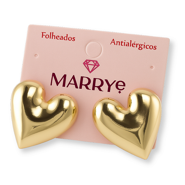 Brinco Folheado Coração G