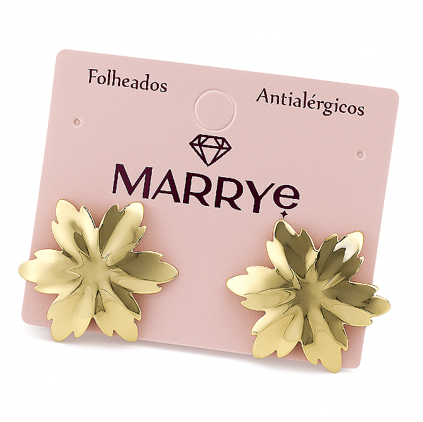 Brinco Folheado Flor Estrela Baulada M