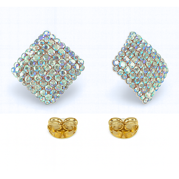 Brinco Cristal Quadrado Baulado M