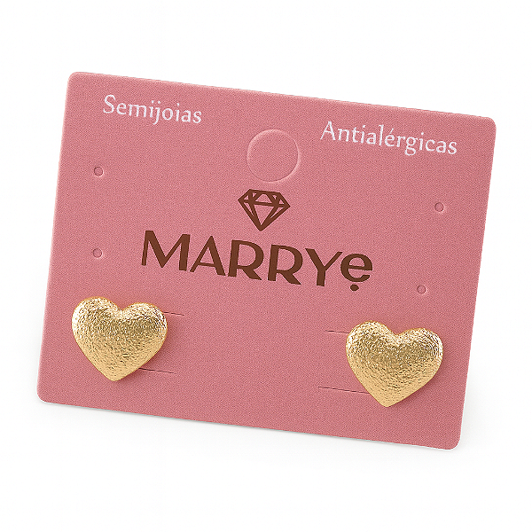 Brinco Semijoia Coração Texturizado