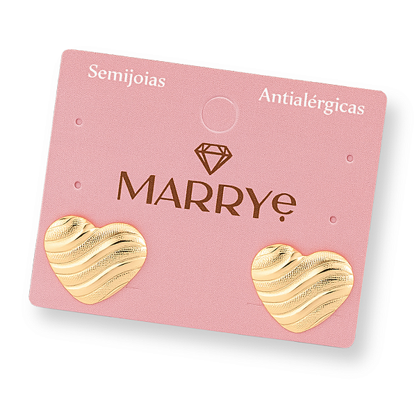 Brinco Semijoia Coração Riscado M