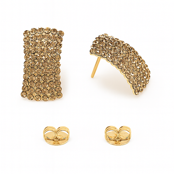 Brinco Cristal Retângulo Curvado