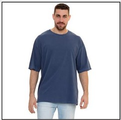 Camiseta 100% Algodão Oversized Estonada Azul Escuro