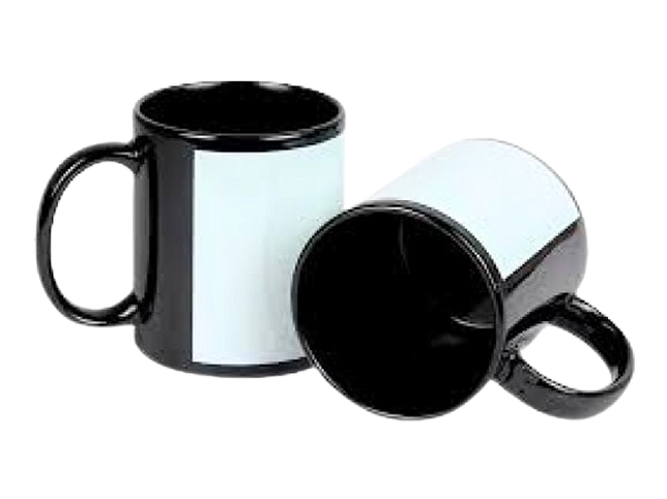 Caneca Preta com Tarja Branca Personalizada