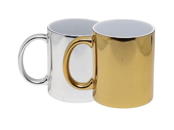 Caneca Dourada e Prateada Personalizada