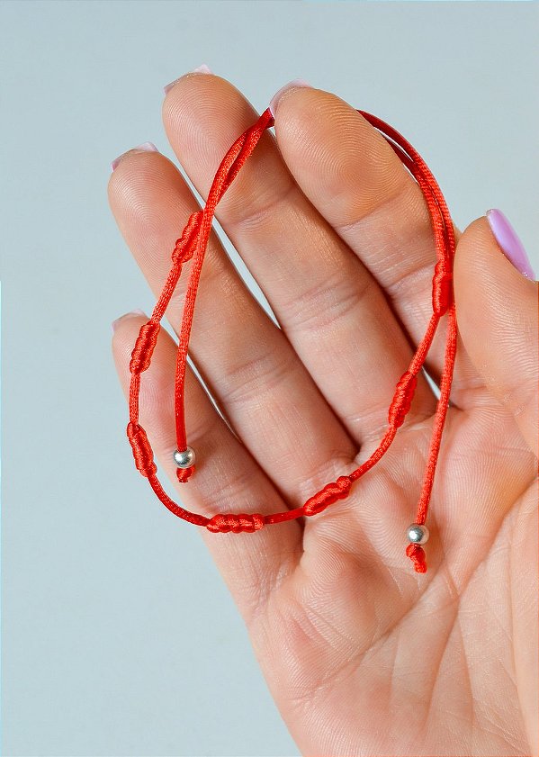 Pulseira Kabbalah dos 7 nós - Amuleto de Proteção e Prosperidade
