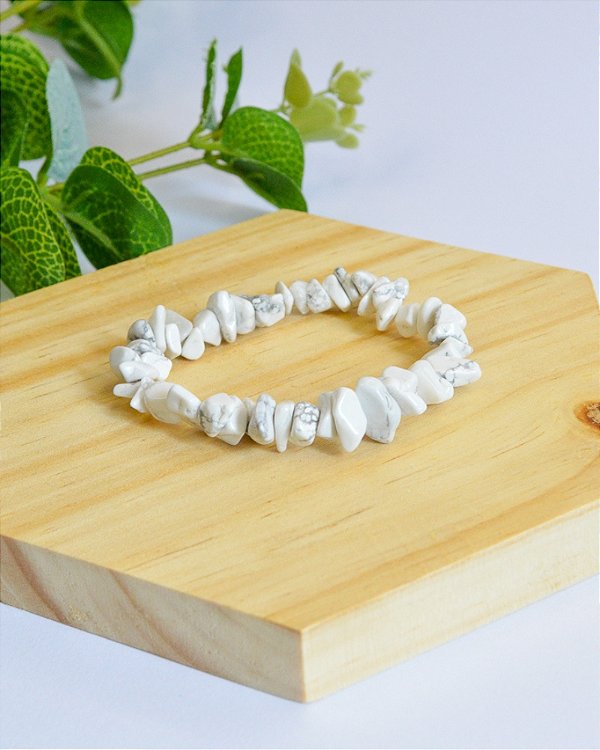 Pulseira de Howlita - Paciência, Ansiedade, Equilíbrio de Emoções e Paz