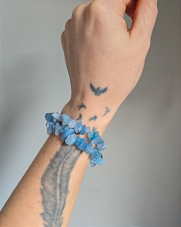 Pulseira de Água Marinha - Pedra da Ansiedade, Desfaz Confusões, Protege os Pensamentos