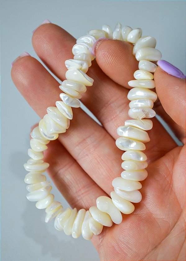 Pulseira de Madre Pérola Branca - Amor Universal, Proteção e Riqueza