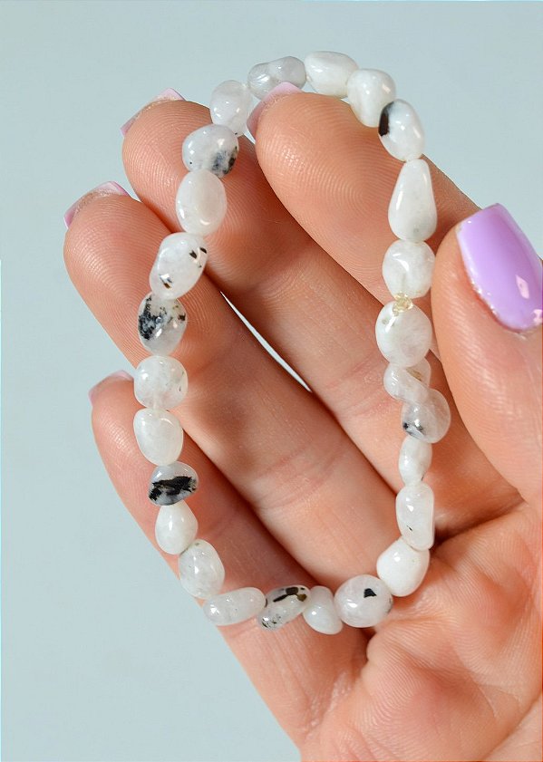 Pulseira de Pedra da Lua 4mm - Intuição, Sagrado Feminino, Emoções e Fertilidade