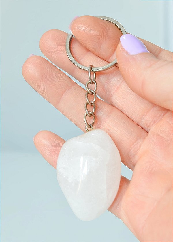 Chaveiro de Quartzo Branco - Purificação, Paz Interior, Serenidade Emocional