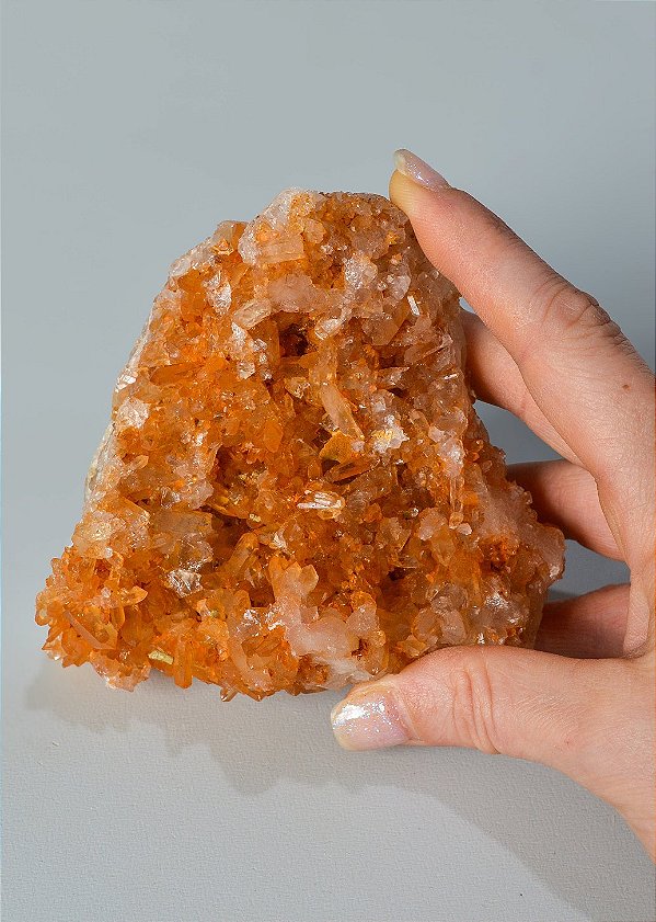Drusa de Quartzo Tangerina - DRUSATANG02 363g - Novidade, Medos, Saúde Sexual, Insegurança e Potencial de Ação