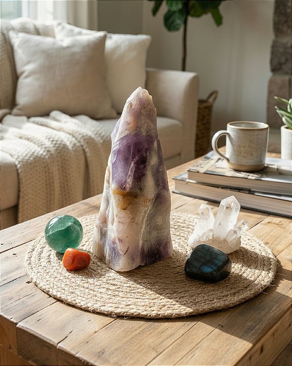 Ametista - Base Serrada GRANDE 20cm - Intuição, Conexão, Espiritualidade e Eleva a Vibração