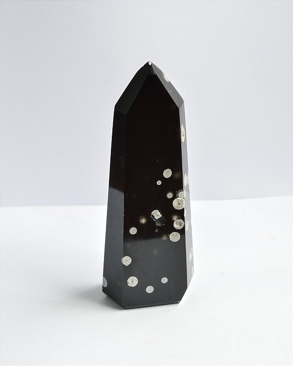 Ponta de Obsidiana Floco de Neve - Peça única POFNEVE 170g - Estresse, Desapego e Crescimento Emocional