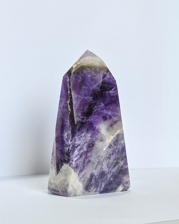 Ponta de Ametista Chevron - Peça única PCHEVRON01 333g - Abertura 3º Olho, Intuição, Negatividade, Soluções e Harmonia