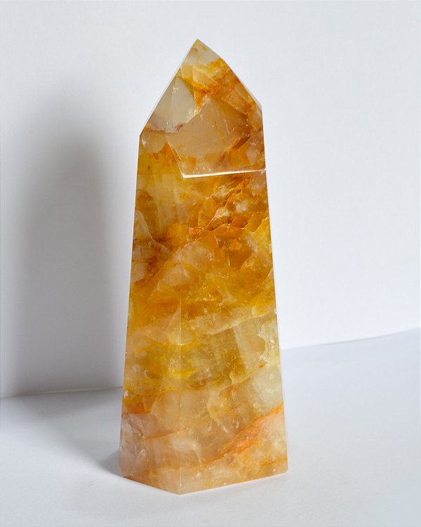 Ponta de Quartzo Hematoide Amarelo - PHEM1 929g - Vitalidade, Autenticidade, Dúvidas e Insegurança