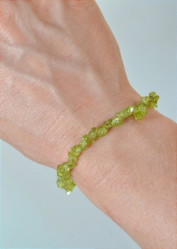 Pulseira de Peridoto Cascalho Mini - Transformação, Mudanças Intensas, Destino, Libera Tensões