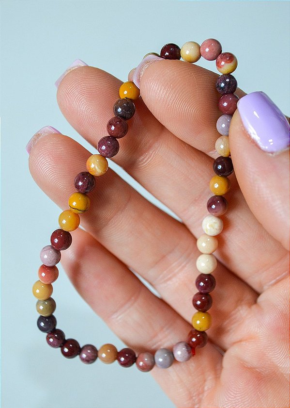 Pulseira de Jaspe Mokaíta Redonda 4mm - Correção de Karmas, Jovialidade e Força