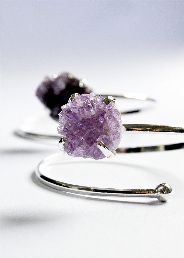 Bracelete Gaia de Drusa de Ametista - Intuição, Conexão, Espiritualidade e Eleva a Vibração
