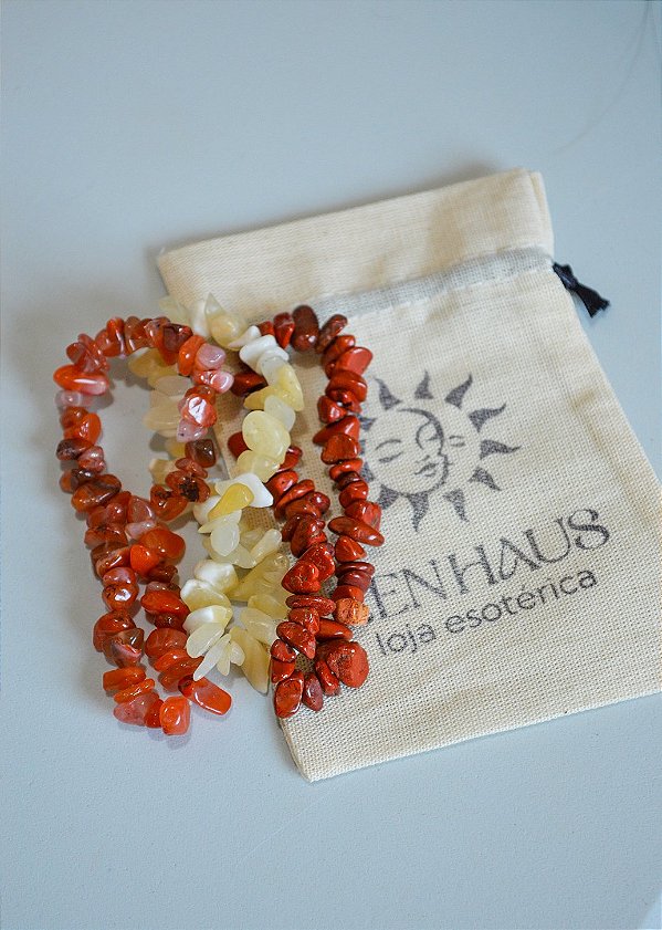 Conjunto Alegria e Vitalidade - Calcita Amarela, Jaspe Vermelho e Cornalina