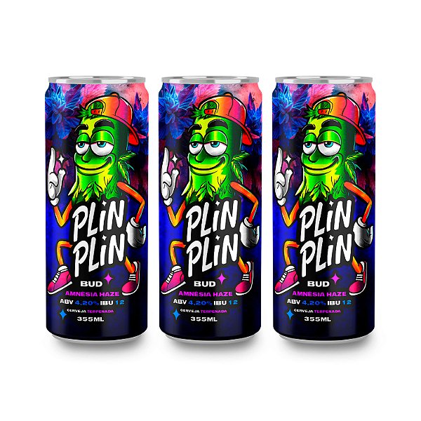 Cerveja Plin Plin Artesanal Lager Terpenada Bud Amnésia Haze Pack 3 Unidades