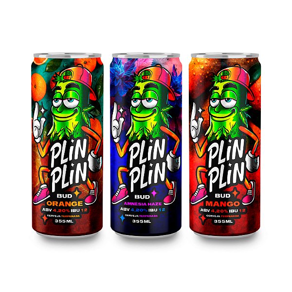 Cerveja Plin Plin Artesanal Lager Terpenada Bud Orange Mango Amnésia Pack 3 Unidades
