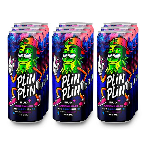 Cerveja Plin Plin Artesanal Lager Terpenada Bud Amnésia Haze Pack 9 Unidades