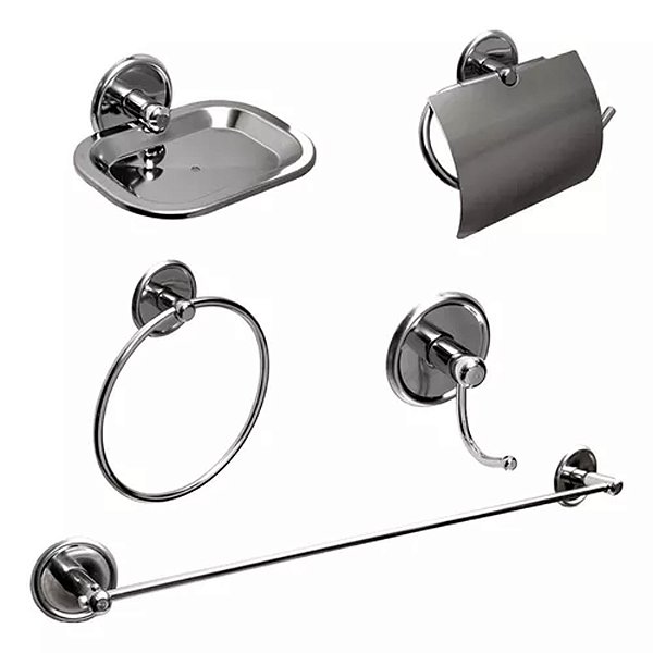 Kit Acessórios para Banheiro com 5 Peças Metal Cromado Steel