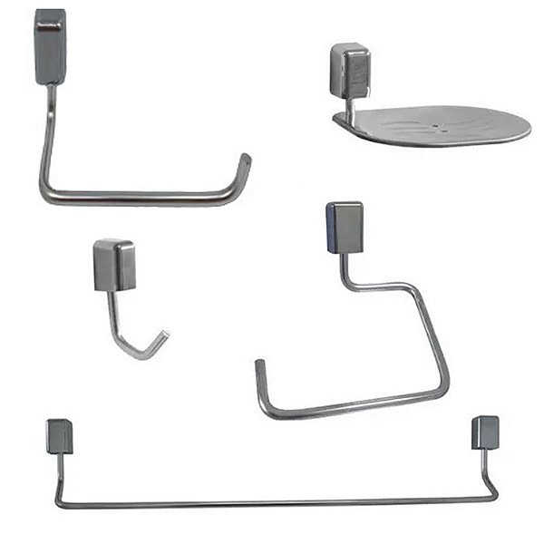 Kit Acessórios Para Banheiro com 5 Peças Linha Città Steel