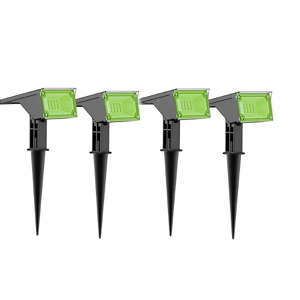 Kit 04 Luminária Solar Espeto para Jardim Luz Verde Ecoforce