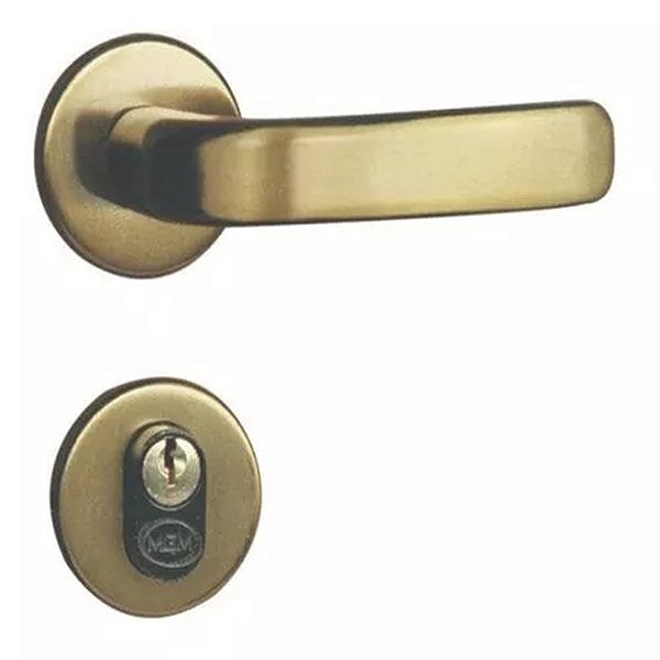 Fechadura Externa Roseta Bronze Latonado Alavanca 40 MGM