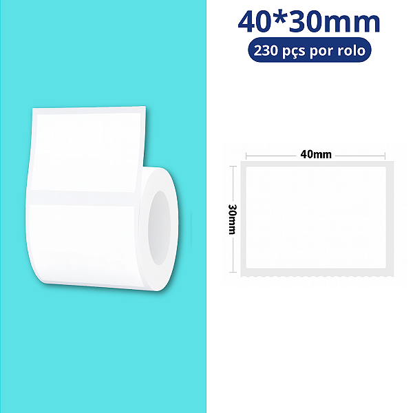 Rolo Etiqueta Niimbot Branca B1 B21 B3S 40x30 (230pçs)