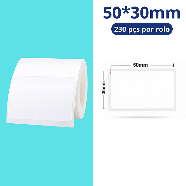 Rolo Etiqueta Niimbot Branca B1 B21 B3S 50x30 (230pçs)