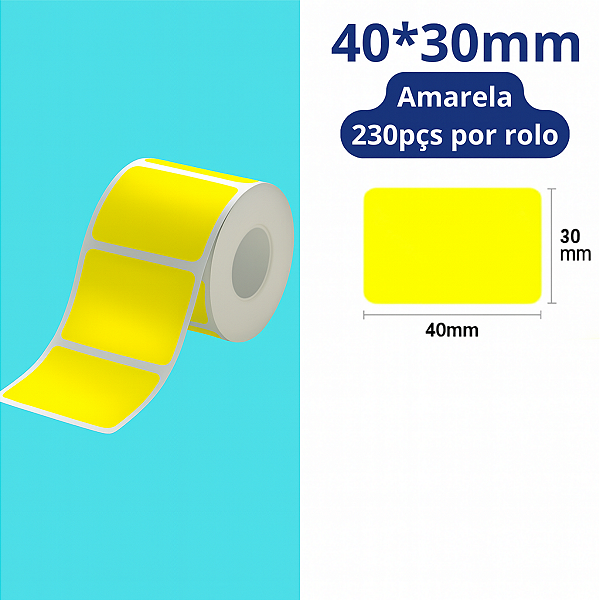 Rolo Etiqueta Niimbot Amarela B1 B21 B3S 40x30 (230pçs)