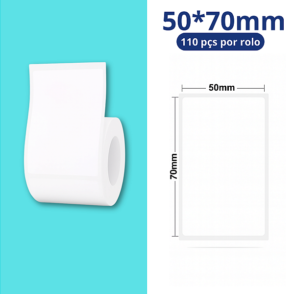 Rolo Etiqueta Niimbot Branca B1 B21 B3S 50x70 (110pçs)