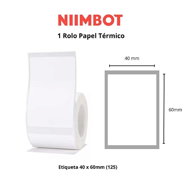 Rolo Etiqueta Niimbot Branca B1 B21 B3S 40x60 (125pçs)