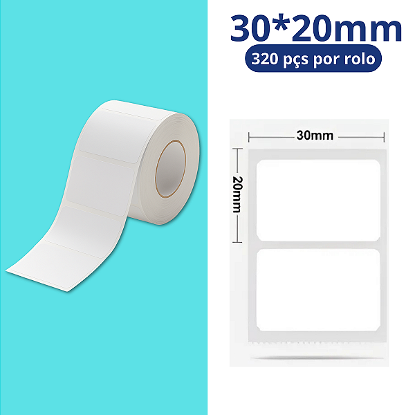 Rolo Etiqueta Niimbot Branca B1 B21 B3S 30x20 (320pçs)