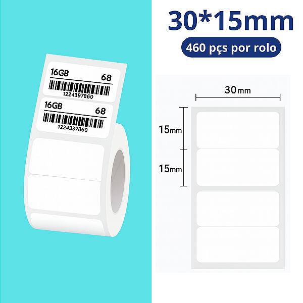 Etiqueta Niimbot 30x15mm Branca (460un) B1/b21/b3s