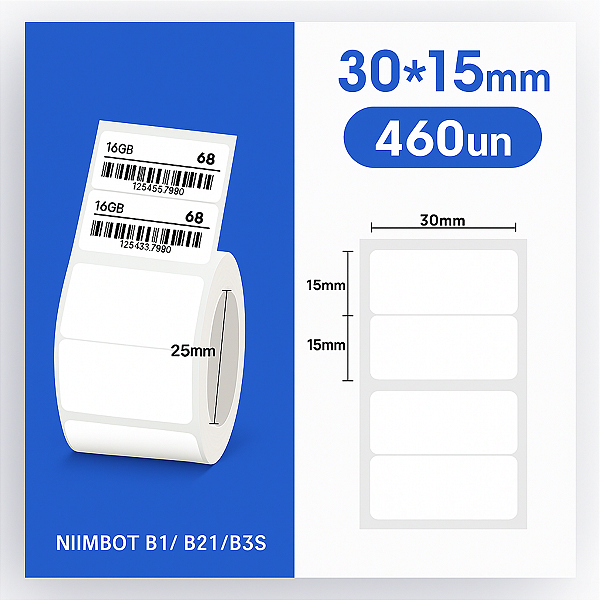 Etiqueta Niimbot 30x15mm Branca (460un) B1/b21/b3s