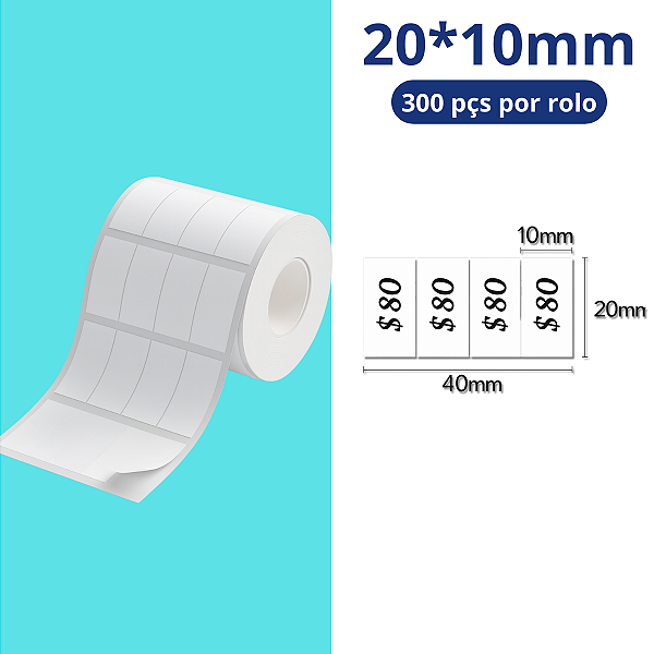 Etiqueta 20x10mm Branca (1200un) Niimbot B1/b21/b3s