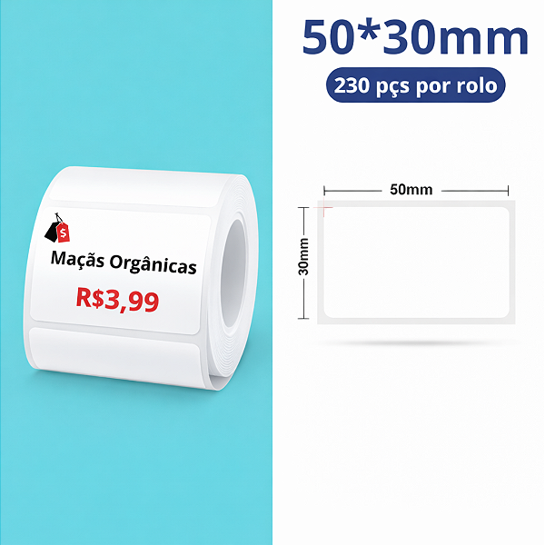Rolo Etiqueta 50x30mm P/ B21 Pro Impressão Vermelha/preta Niimbot