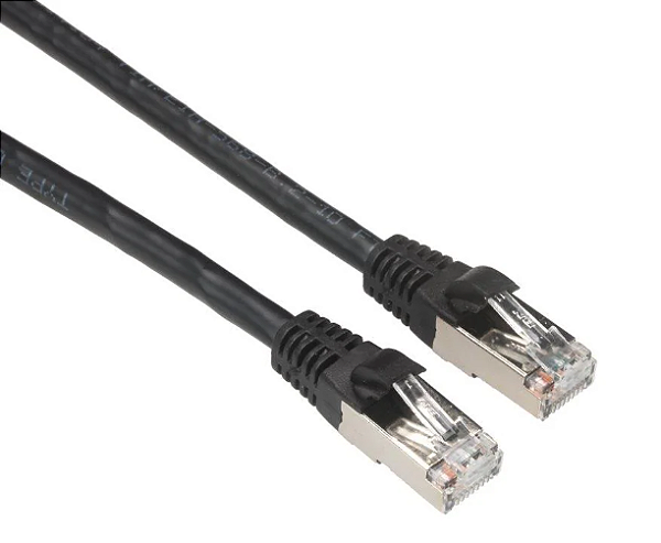 PATCH CORD CAT5E F/UTP PRETO RJ45-RJ45 BOTA PRETA 25CM
