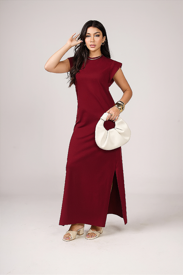 VESTIDO MUSCLETEE LONGO COM BOLSO E FENDA NA LATERAL